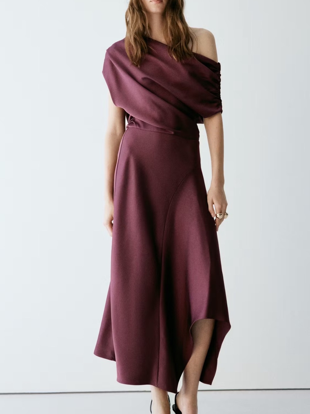 Mango Asymmetrical Satin Dress